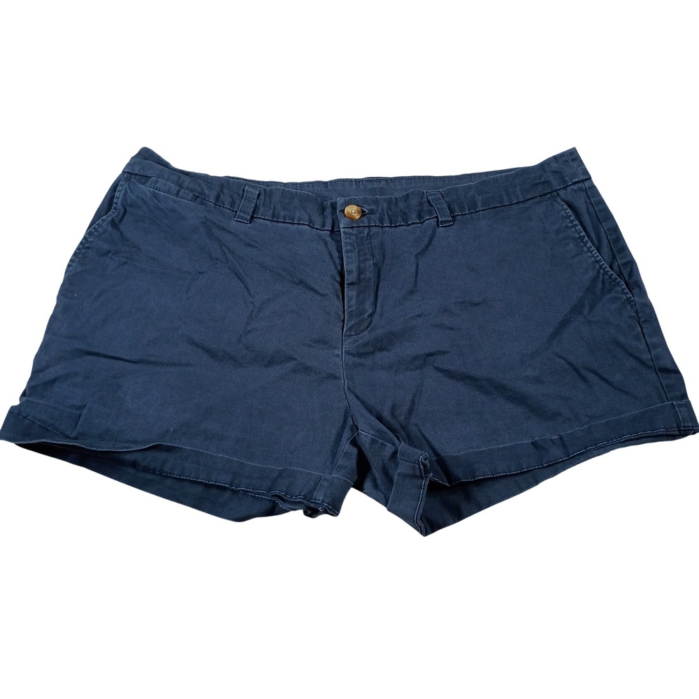 Faded Glory Chino Shorts Womens 18 Navy Blue Good Stretch Cuffed Casual